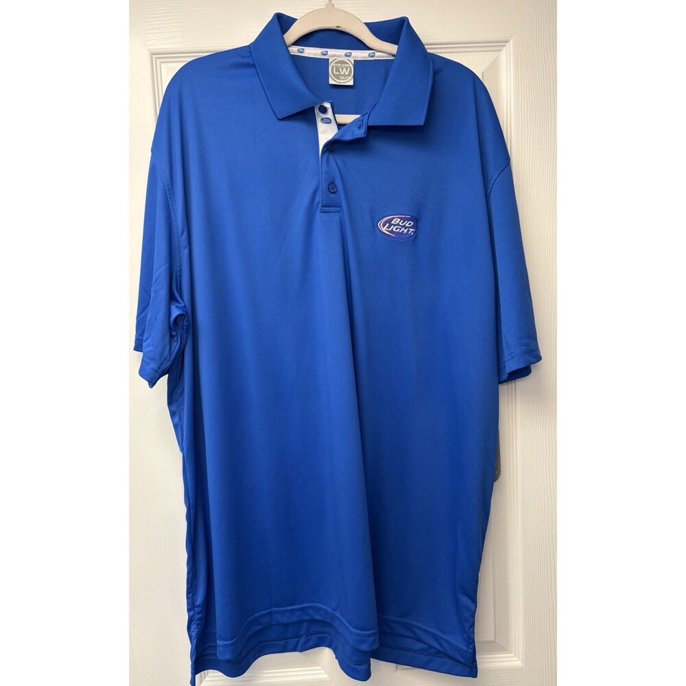 Golf Bud Light Beer Polo Shirt Mens Large Royal Blue Dri-FIT Promo Logo XXL